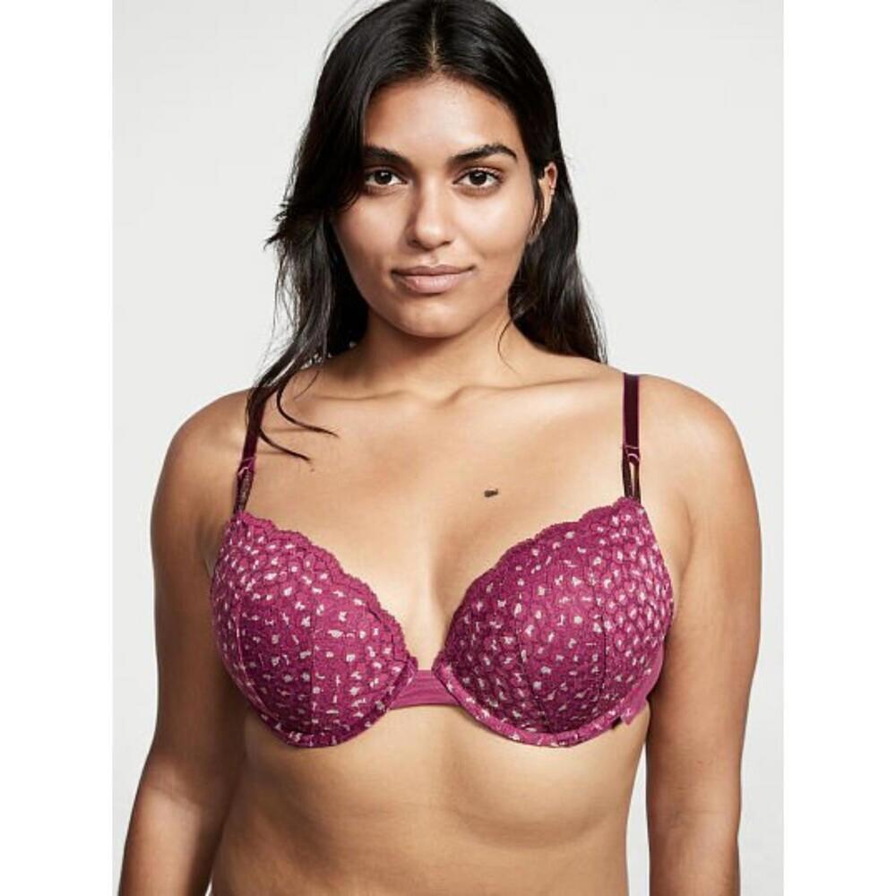 Victoria's Secret Sexy Tee Push-Up Leopard Lace Bra Size 36 B